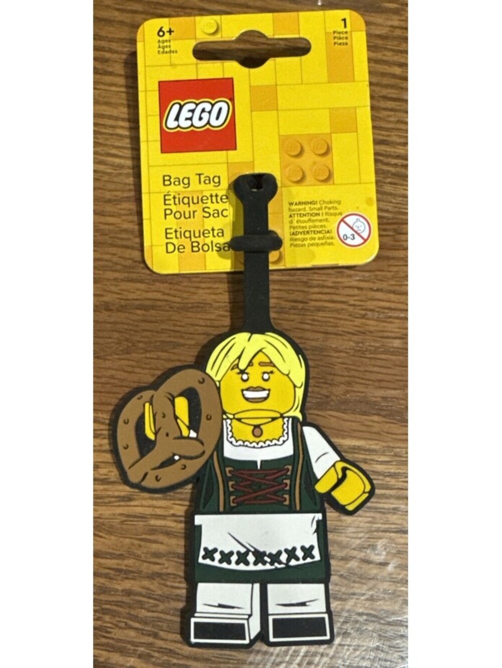 LEGO Bavarian Girl Oktoberfest Pretzel Minifigure Bag Tag Luggage Tag New